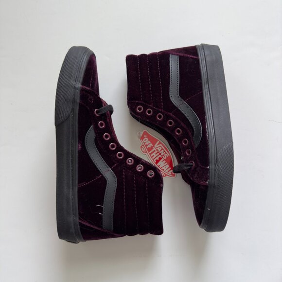 NWT Vans Sk8-hi Maroon/Burgundy Velvet Sneakers - Picture 3 of 9